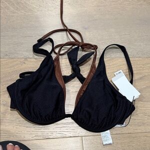 Sanctuary Black and Brown Bikini Top